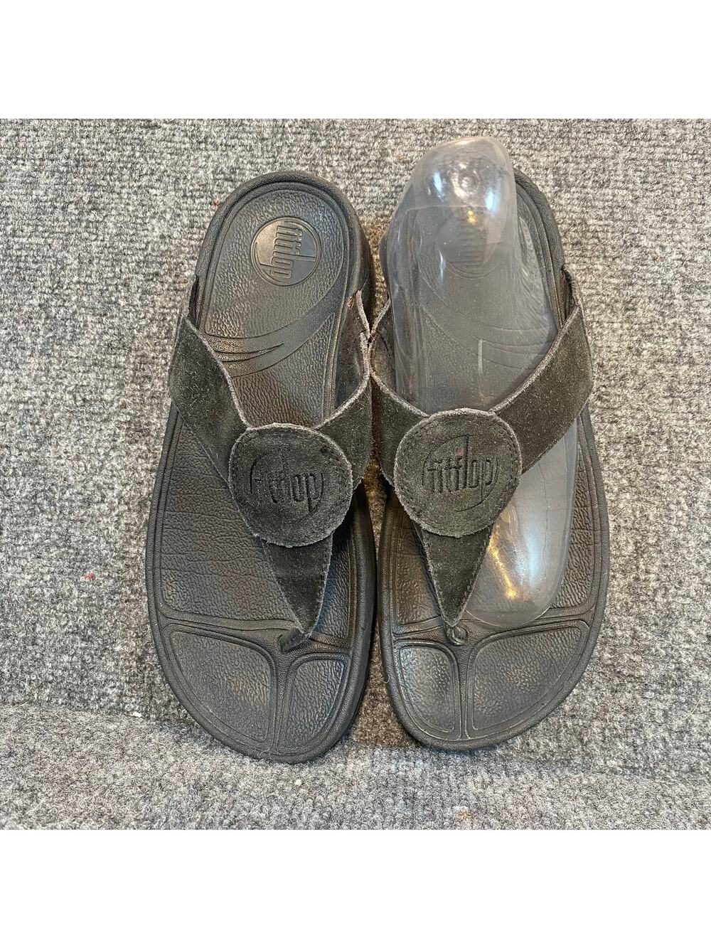 FitFlop Suede Toe Post Thong Slide Sandals Womens 8 Wobble Board Flip Flops